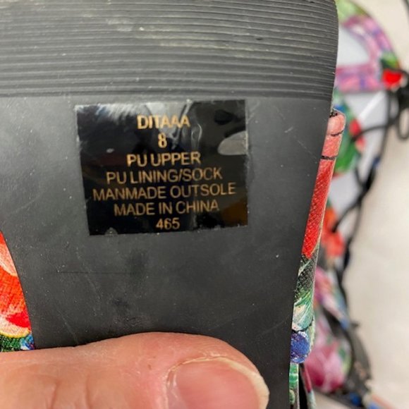 Madden Girl Dita‎ Floral Lace Up Stilettos Open Toe Heels, size 8 - Picture 8 of 10